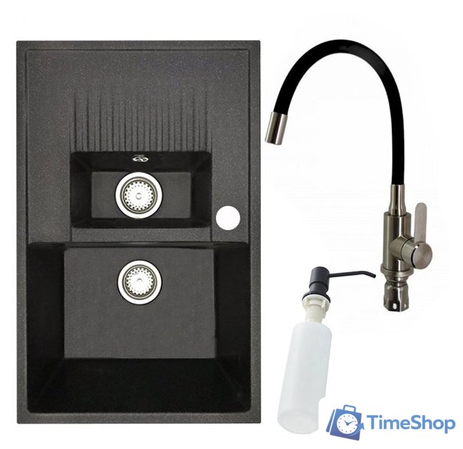 Кухонная мойка БелЭворс Forma R + смеситель W74004-2 + дозатор L405F (черный) - Изображение №1 — Интернет-магазин Time-Shop