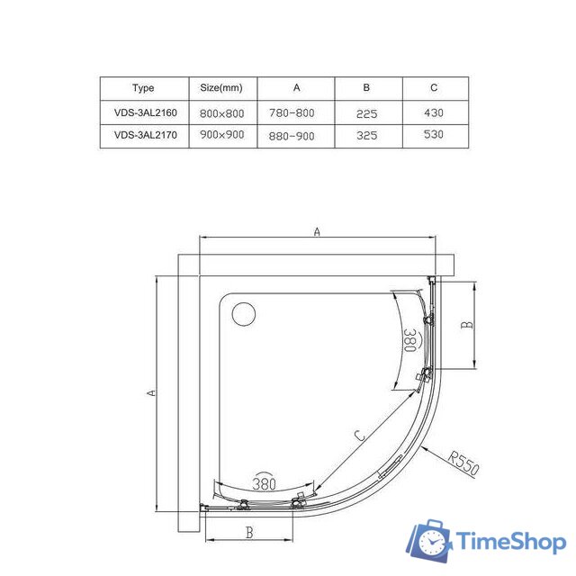 Душевой уголок Vincea Alpha VSQ-3AL900MT (хром/текстурное) - Изображение №9 — Интернет-магазин Time-Shop
