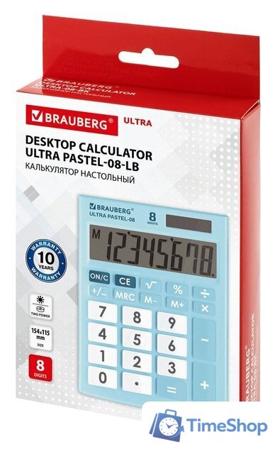 Бухгалтерский калькулятор BRAUBERG Ultra Pastel-08-LB 250513 (голубой) - Изображение №10 — Интернет-магазин Time-Shop
