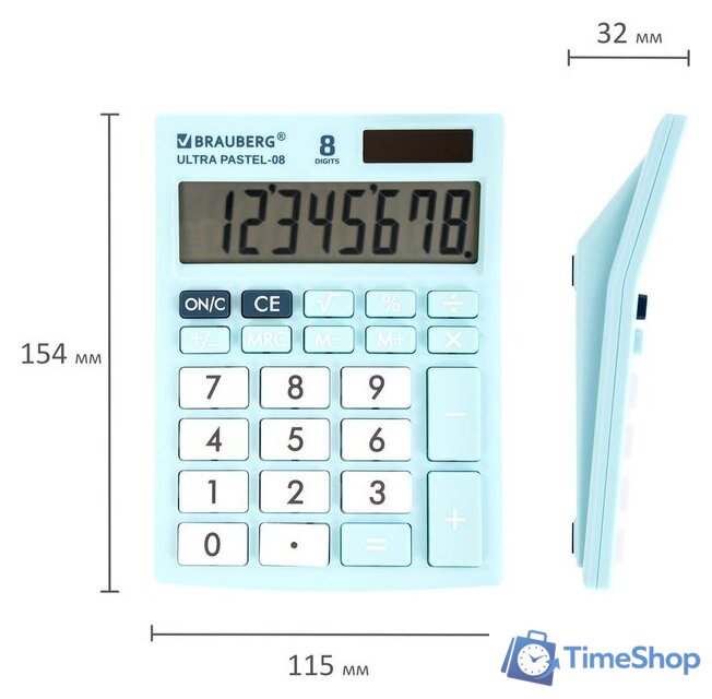 Бухгалтерский калькулятор BRAUBERG Ultra Pastel-08-LB 250513 (голубой) - Изображение №6 — Интернет-магазин Time-Shop