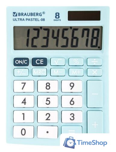 Бухгалтерский калькулятор BRAUBERG Ultra Pastel-08-LB 250513 (голубой) - Изображение №1 — Интернет-магазин Time-Shop