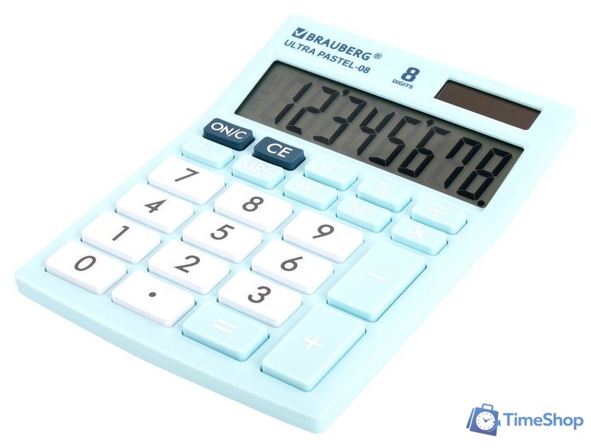 Бухгалтерский калькулятор BRAUBERG Ultra Pastel-08-LB 250513 (голубой) - Изображение №3 — Интернет-магазин Time-Shop