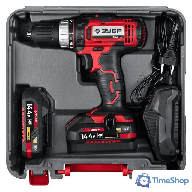 Дрель-шуруповерт Зубр Мастер ДШЛ-145-22 (с 2-мя АКБ, кейс) - Изображение №8 — Интернет-магазин Time-Shop