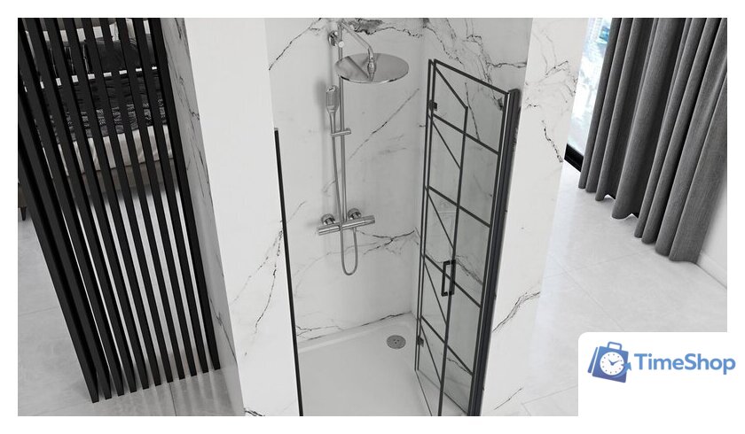 Душевая дверь Rea Molier 90 REA-K8538 (черный/прозрачное стекло) - Изображение №2 — Интернет-магазин Time-Shop