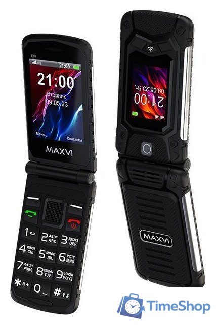 Кнопочный телефон Maxvi E10 (черный) - Изображение №1 — Интернет-магазин Time-Shop