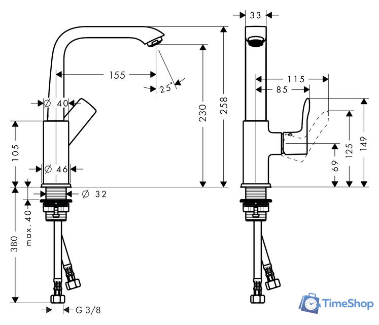 Смеситель Hansgrohe Metris 230 31187000 - Изображение №2 — Интернет-магазин Time-Shop