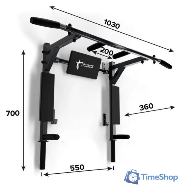 Турник с брусьями Absolute Champion Атлант с узким хватом АЧ 11851 (черный/черные ручки) - Изображение №2 — Интернет-магазин Time-Shop