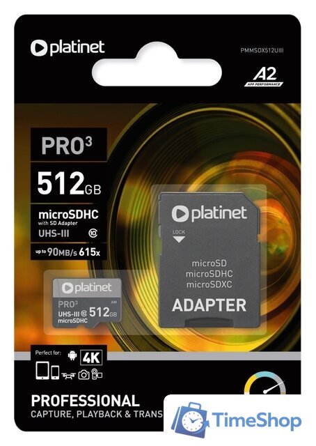 Карта памяти Platinet Pro 3 microSDXC PMMSDX512UIII 512GB + адаптер - Изображение №2 — Интернет-магазин Time-Shop