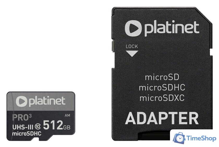 Карта памяти Platinet Pro 3 microSDXC PMMSDX512UIII 512GB + адаптер - Изображение №1 — Интернет-магазин Time-Shop