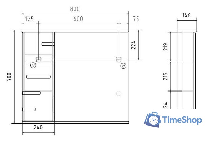  Volna Шкаф с зеркалом Joli 80 L (белый) - Изображение №8 — Интернет-магазин Time-Shop