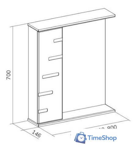  Volna Шкаф с зеркалом Joli 80 L (белый) - Изображение №7 — Интернет-магазин Time-Shop