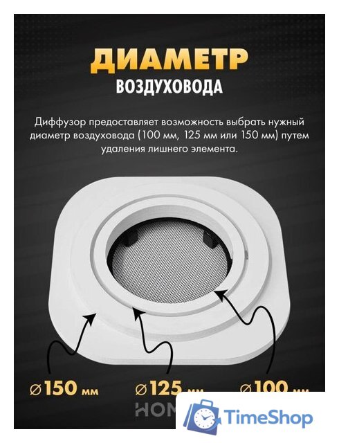 Вентиляционная решетка HOMY AIR круглый A100W d150 (белая) - Изображение №4 — Интернет-магазин Time-Shop