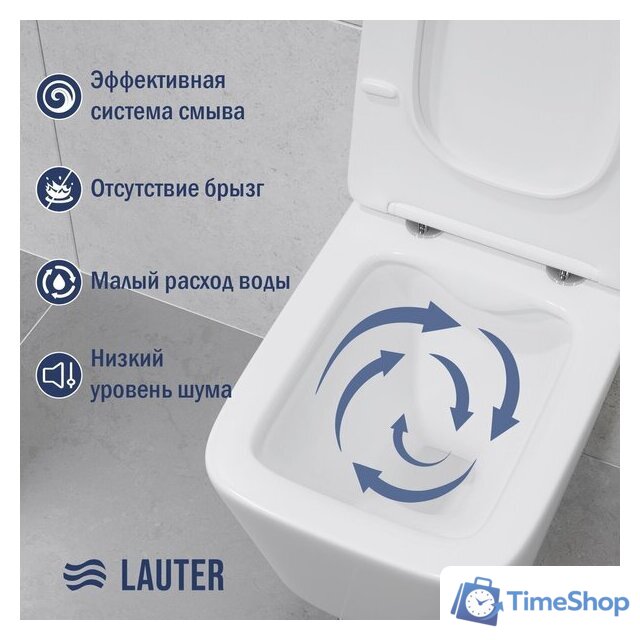 Унитаз подвесной Lauter Square 214903 + GROHE Rapid SL 38721001 + GROHE 37131000 (овальная, хром) - Изображение №4 — Интернет-магазин Time-Shop