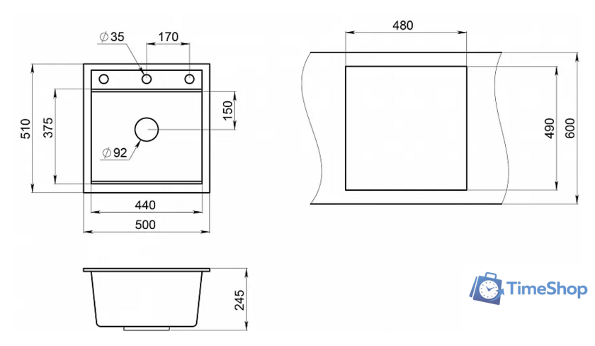 Кухонная мойка Granula KS-5002 (арктик) - Изображение №4 — Интернет-магазин Time-Shop
