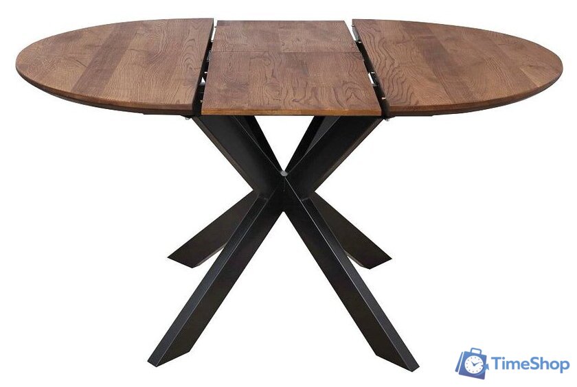 Кухонный стол ОКА Раунд 100-140x75 (дуб мореный/черный) - Изображение №4 — Интернет-магазин Time-Shop