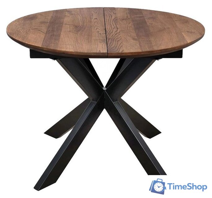 Кухонный стол ОКА Раунд 100-140x75 (дуб мореный/черный) - Изображение №1 — Интернет-магазин Time-Shop