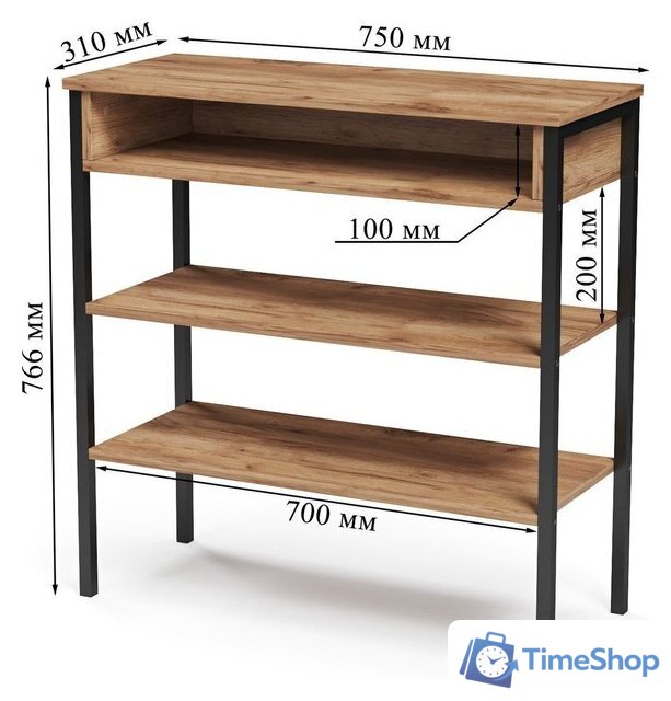 Стеллаж Mio Tesoro Mila Loft (дуб золотой крафт/черный) - Изображение №5 — Интернет-магазин Time-Shop