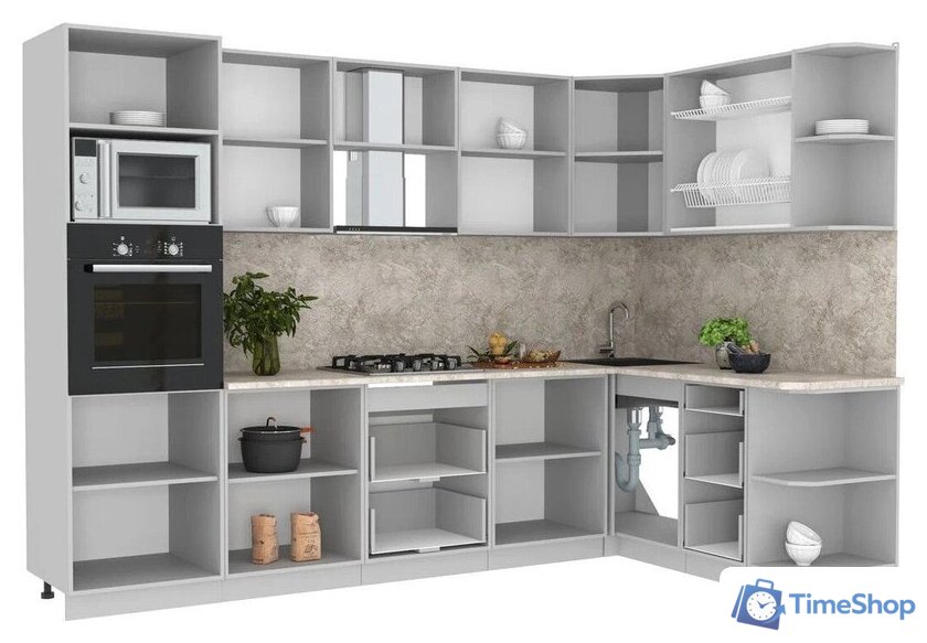 Готовая кухня Интерлиния Мила Лайт 1.68x3.0 правая (бетон/бетон/кастилло темный) - Изображение №2 — Интернет-магазин Time-Shop