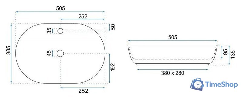 Умывальник Rea Aura 51 U4620 - Изображение №7 — Интернет-магазин Time-Shop