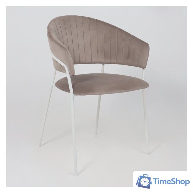 Стул с подлокотниками Алвест AV 433 (светло-коричневый бархат H-61/белый) - Изображение №6 — Интернет-магазин Time-Shop