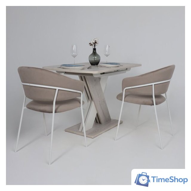 Стул с подлокотниками Алвест AV 433 (светло-коричневый бархат H-61/белый) - Изображение №4 — Интернет-магазин Time-Shop