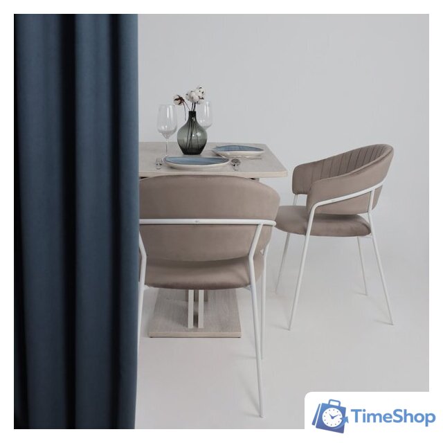 Стул с подлокотниками Алвест AV 433 (светло-коричневый бархат H-61/белый) - Изображение №3 — Интернет-магазин Time-Shop