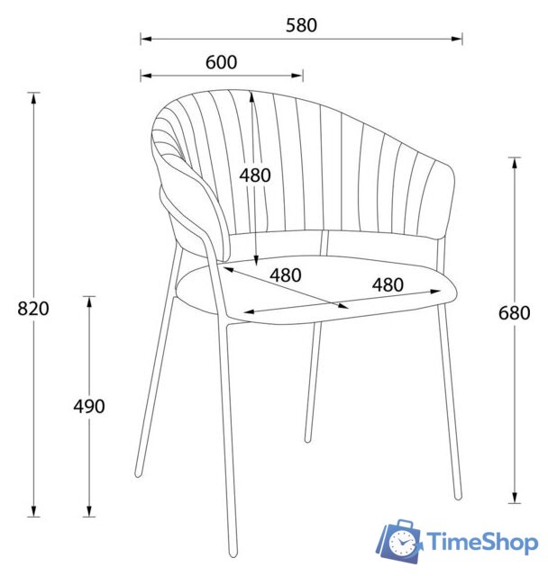 Стул с подлокотниками Алвест AV 433 (светло-коричневый бархат H-61/белый) - Изображение №16 — Интернет-магазин Time-Shop