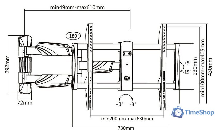 Кронштейн для телевизора Ultramounts UM909 (черный) - Изображение №12 — Интернет-магазин Time-Shop