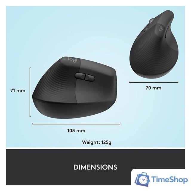 Вертикальная мышь Logitech Lift Left (графит) - Изображение №8 — Интернет-магазин Time-Shop