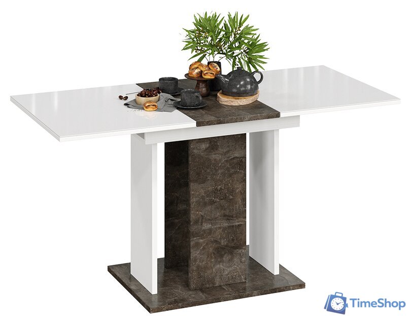 Кухонный стол Трия Кельн Тип 1 (ателье темный/белый/стекло белый глянец) - Изображение №1 — Интернет-магазин Time-Shop