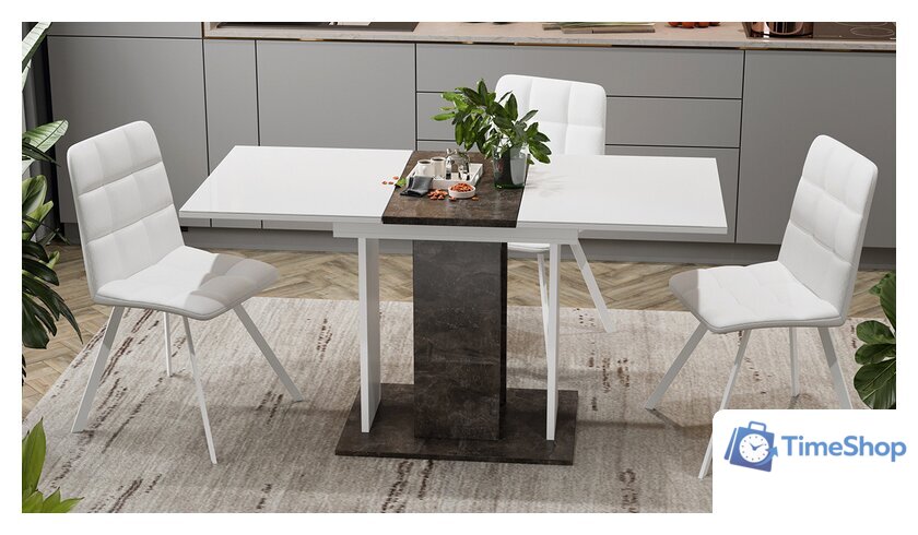 Кухонный стол Трия Кельн Тип 1 (ателье темный/белый/стекло белый глянец) - Изображение №2 — Интернет-магазин Time-Shop