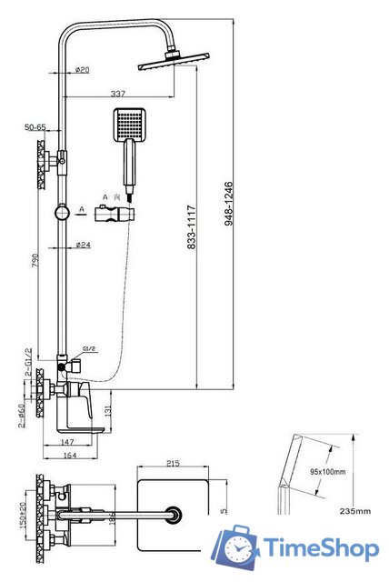 Душевая система  Agger Brilliant A0394444 - Изображение №14 — Интернет-магазин Time-Shop