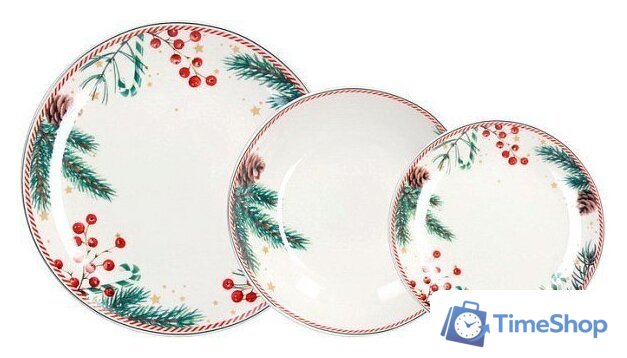 Набор обеденных тарелок Tognana Madison Candy Christmas MC070186050 (18пр) - Изображение №1 — Интернет-магазин Time-Shop