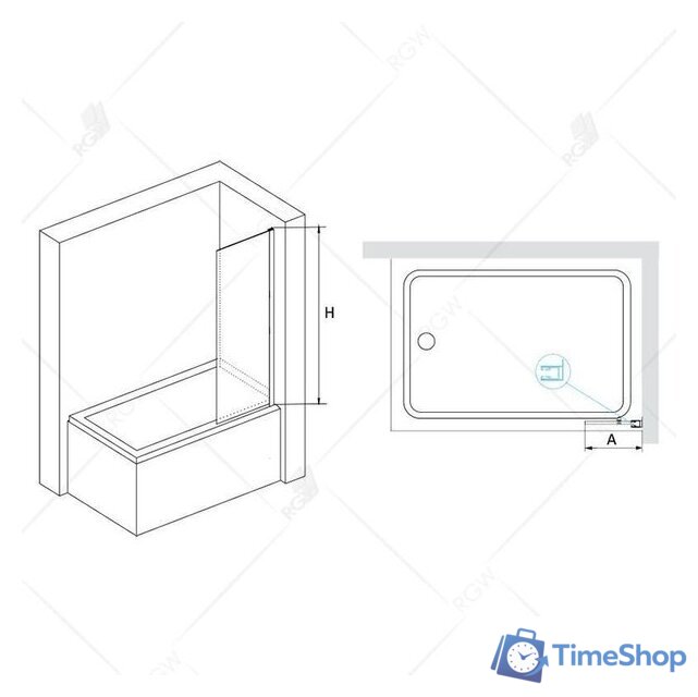 Стеклянная шторка для ванны RGW SC-056-8-B 35110562830-14 - Изображение №4 — Интернет-магазин Time-Shop
