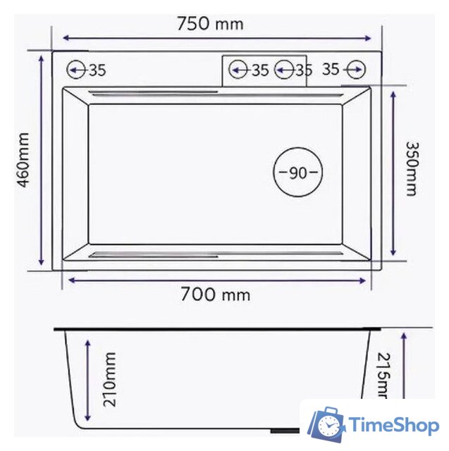 Кухонная мойка MARRBAXX B7546-R Decor B7546-DMR (графит/темно-серый) - Изображение №4 — Интернет-магазин Time-Shop
