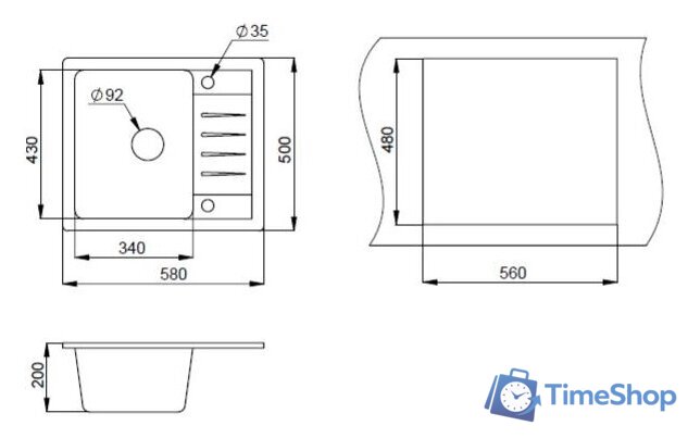 Кухонная мойка Granula 5803 (белый) - Изображение №2 — Интернет-магазин Time-Shop