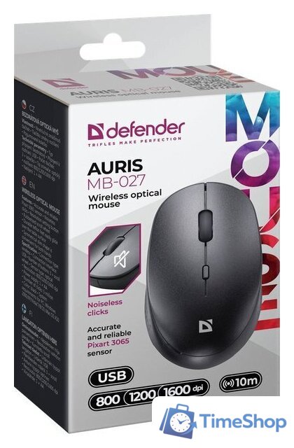 Мышь Defender Auris MB-027 (черный) - Изображение №3 — Интернет-магазин Time-Shop