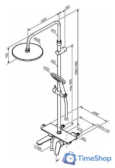 Душевая система  Damixa Jupiter 977730000 - Изображение №7 — Интернет-магазин Time-Shop