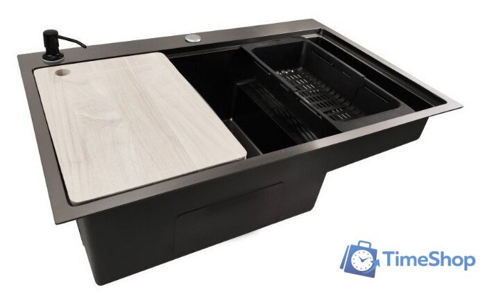 Кухонная мойка Stellar S7550NB-TU-L (нано черный, с доской) - Изображение №2 — Интернет-магазин Time-Shop