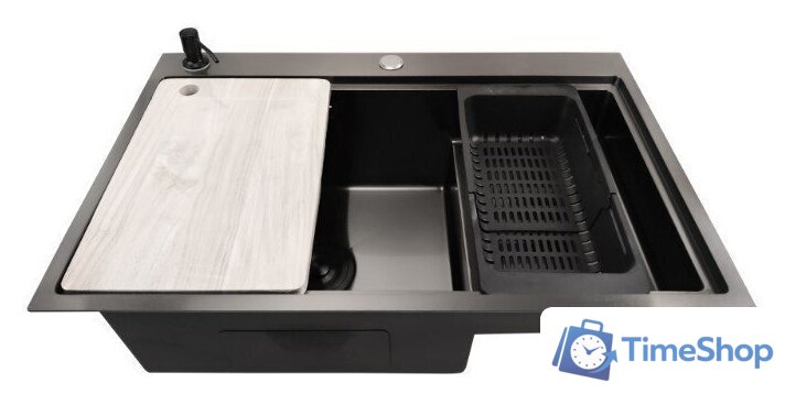 Кухонная мойка Stellar S7550NB-TU-L (нано черный, с доской) - Изображение №1 — Интернет-магазин Time-Shop