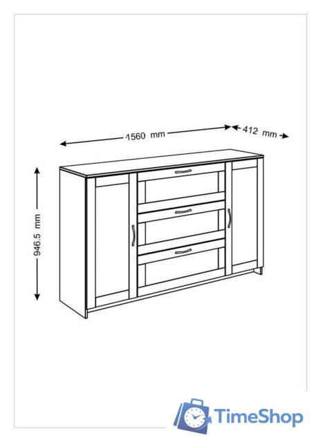 Комод Mio Tesoro Сириус 2 двери и 3 ящика 156x95 2.02.03.290.3 (дуб сонома) - Изображение №5 — Интернет-магазин Time-Shop