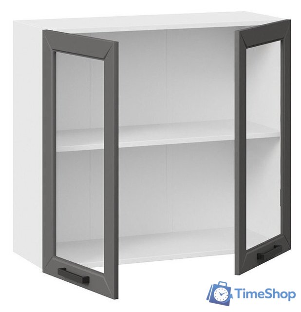 Шкаф навесной Трия Лорас 1В8С (белый/холст вулкан) - Изображение №2 — Интернет-магазин Time-Shop