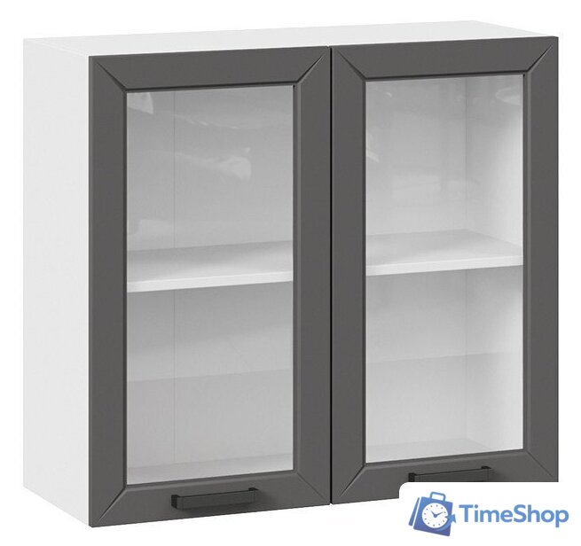 Шкаф навесной Трия Лорас 1В8С (белый/холст вулкан) - Изображение №1 — Интернет-магазин Time-Shop