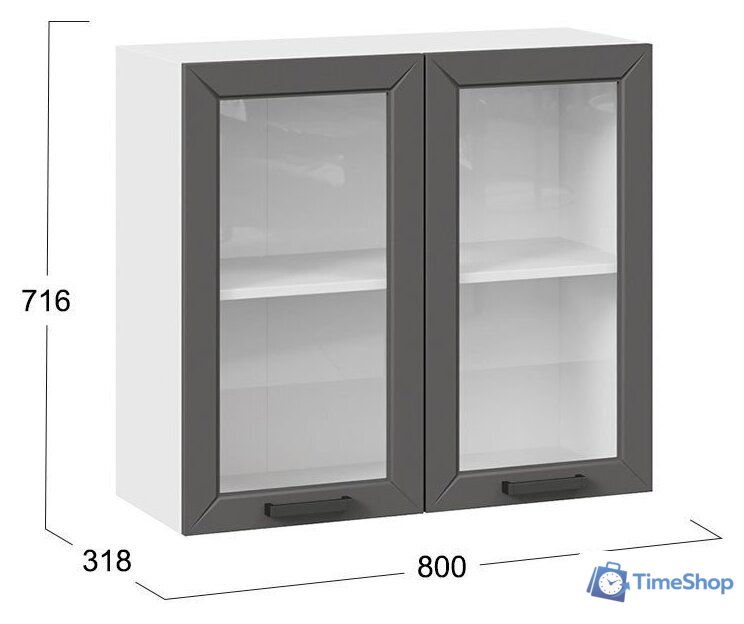Шкаф навесной Трия Лорас 1В8С (белый/холст вулкан) - Изображение №3 — Интернет-магазин Time-Shop
