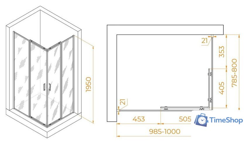 Душевой уголок RGW PA-040B 3508104080-14 80x100 (черный/прозрачное стекло) - Изображение №2 — Интернет-магазин Time-Shop