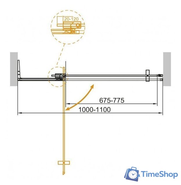 Душевая дверь Cezares SLIDER-B-1-100/110-GRIGIO-Cr - Изображение №9 — Интернет-магазин Time-Shop