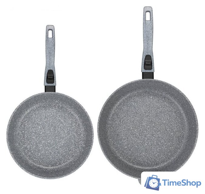 Набор сковород Elan Gallery Гармония вкуса +крышки 120591+2 (4пр, серый мрамор) - Изображение №2 — Интернет-магазин Time-Shop