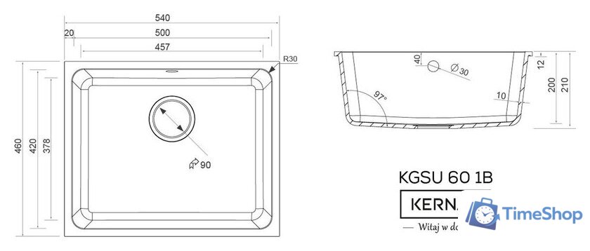 Кухонная мойка Kernau Kgs U 60 1B Black Metallic - Изображение №2 — Интернет-магазин Time-Shop