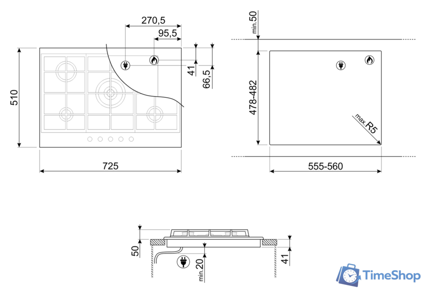 Варочная панель Smeg PX375 - Изображение №4 — Интернет-магазин Time-Shop