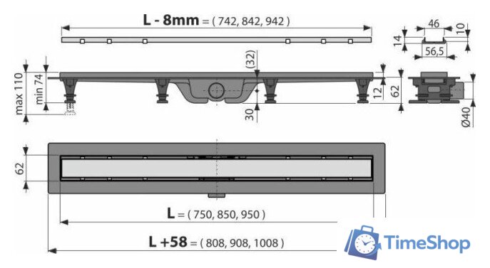 Трап/канал Alcadrain APZ19-750 - Изображение №3 — Интернет-магазин Time-Shop